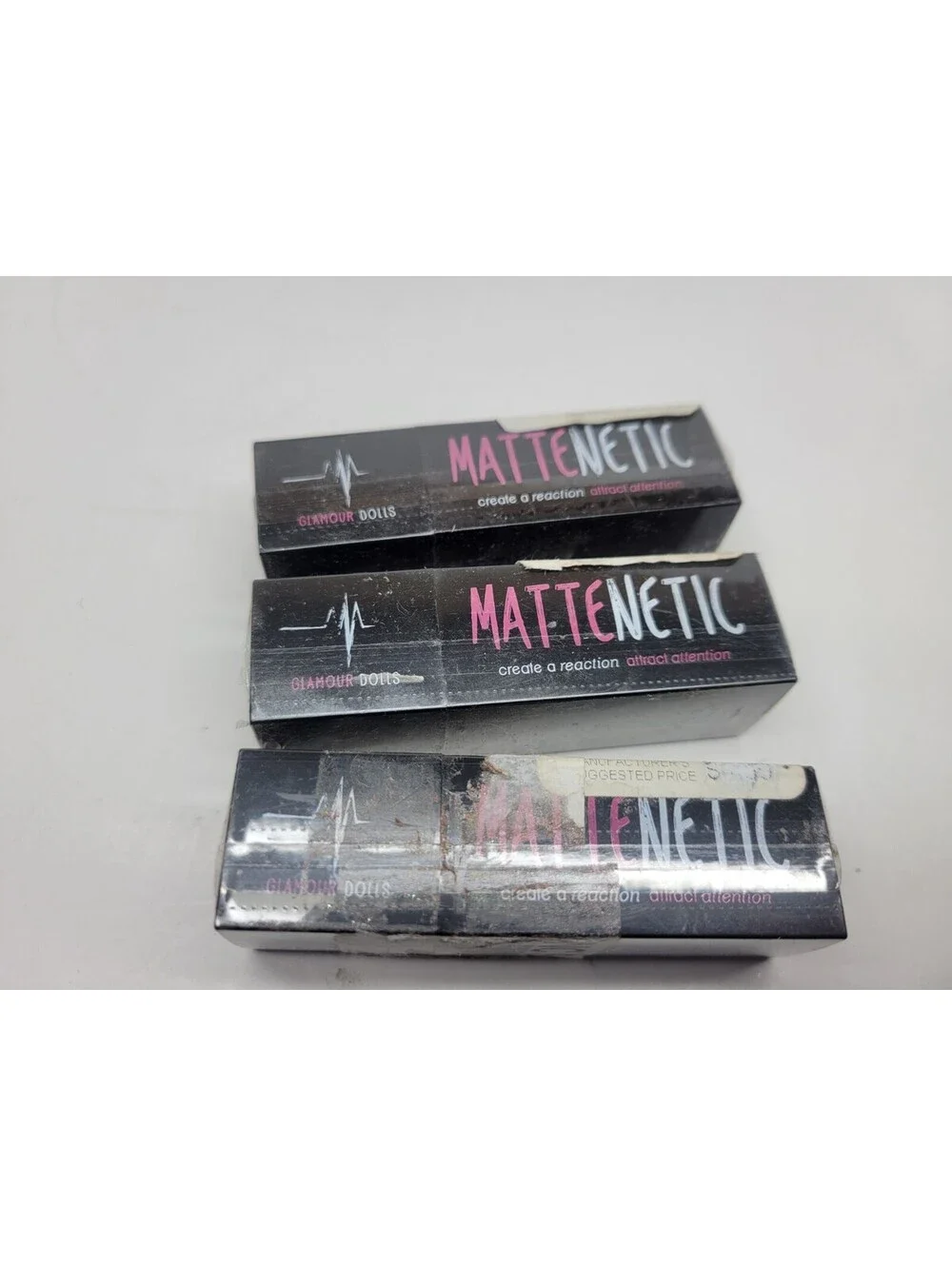 3 Pc. Glamour Dolls Mattenetic Lipstick SPARK (Nude Beige) 3.75g each Sealed